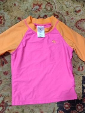 Carter's Pink Swim Shirt with Orange Raglan Sleeves